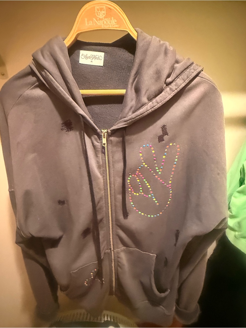 Lauren Moshi Zip-Up Hoodie with Stud design